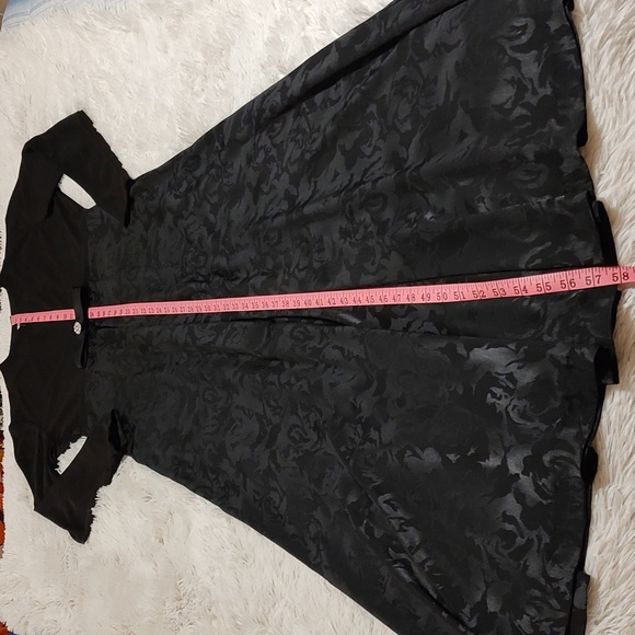 Vintage Raza New York Black Empire Waist Gown Floral Jacquard Rhinestone Size XL - Picture 13 of 16